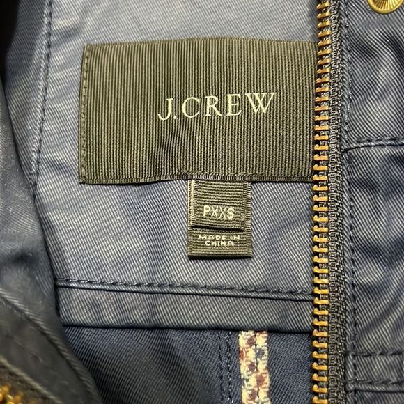 J Crew Navy Blue Gold Snap Waxed Utility Rain Jacket Sz XXS EUC - Picture 5 of 13